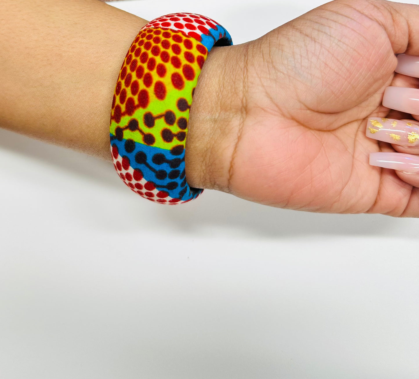 Mix Red, Green, Blue Polka Dots Ankara Handmade Bangle Bracelet