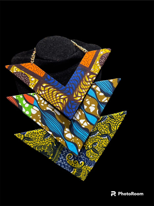 Ankara Stacked Triangle Necklace
