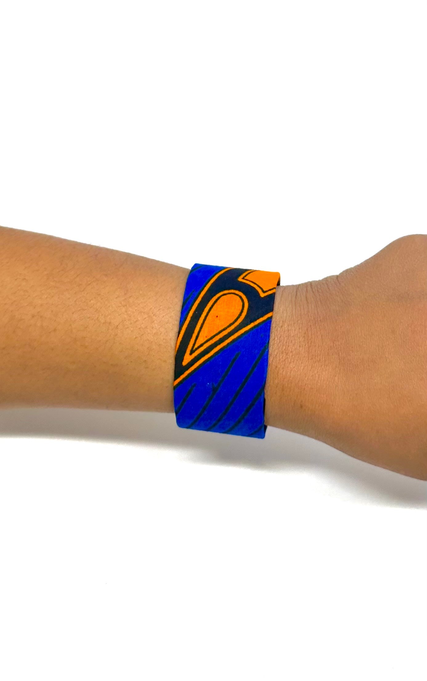 Orange & Blue Ankara Handmade Bracelet and Earrings Set